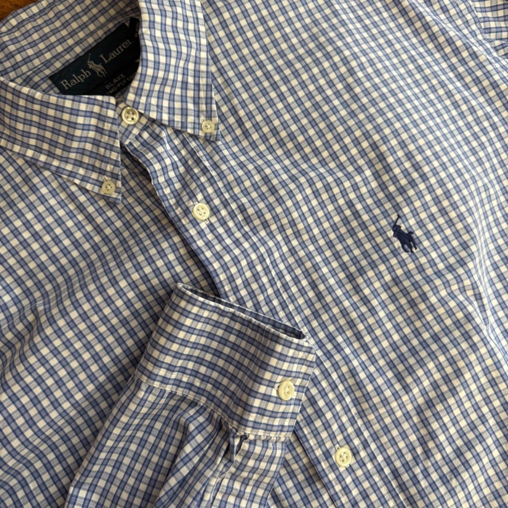 Ralph Lauren Men's Blake Button Down‎ Shirt Gingham Check Long Sleeve Cotton L